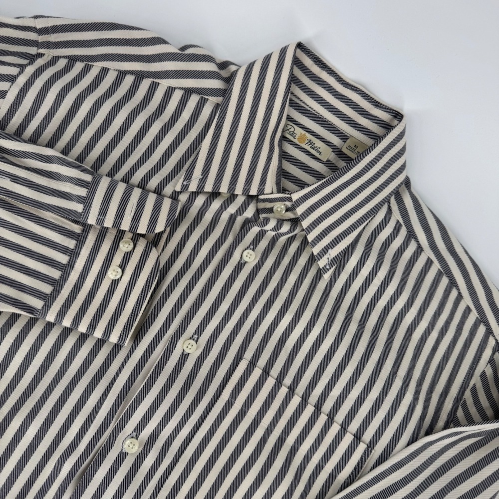 Peter Millar Mens Medium Striped Button Down Shirt Cotton Long Sleeve - Picture 1 of 6